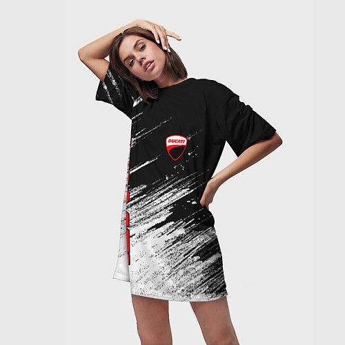 Женская длинная футболка Ducati - потертости краски / 3D-принт – фото 3