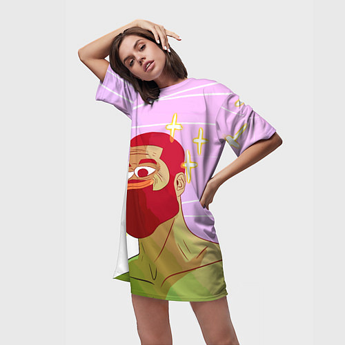 Женская длинная футболка Пепе гигачад / 3D-принт – фото 3