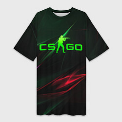 Футболка женская длинная CSGO green logo, цвет: 3D-принт