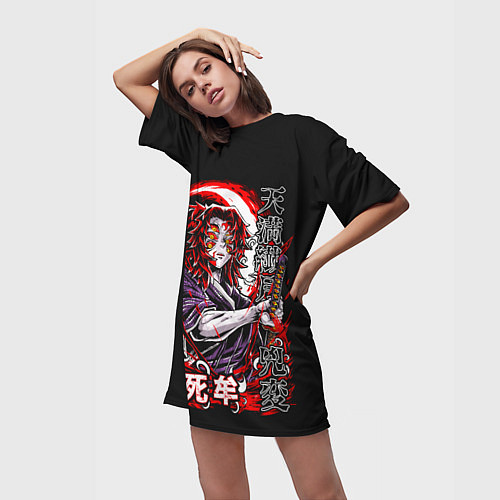 Женская длинная футболка Кокушибо первая луна - Клинок демонов / 3D-принт – фото 3