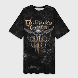 Женская длинная футболка Baldurs Gate 3 dark logo