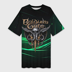 Женская длинная футболка Baldurs Gate 3 dark green