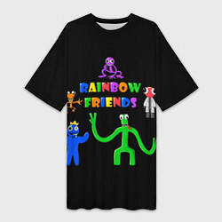 Футболка женская длинная Rainbow friends characters, цвет: 3D-принт