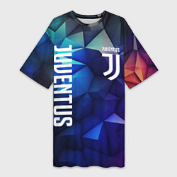 Футболка женская длинная Juventus logo blue, цвет: 3D-принт