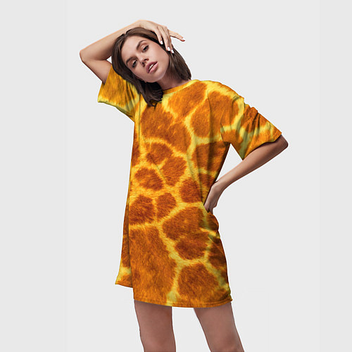 Женская длинная футболка Шкура жирафа - текстура / 3D-принт – фото 3