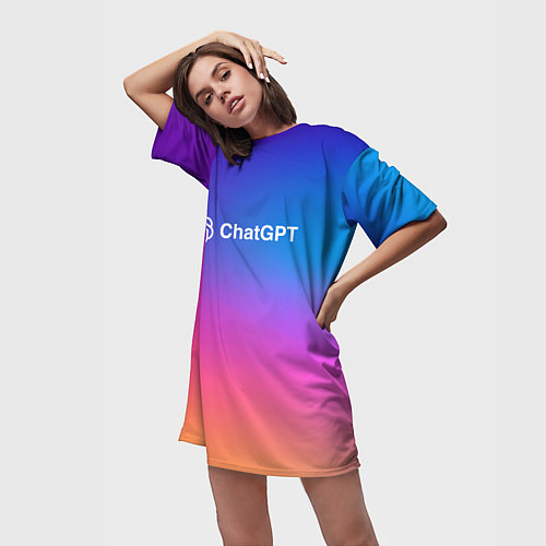 Женская длинная футболка ChatGPT / 3D-принт – фото 3