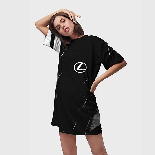 Женская длинная футболка Lexus - minimalism / 3D-принт – фото 3