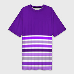Женская длинная футболка Строгий фиолетовый полосатый
