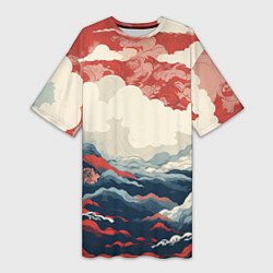 Женская длинная футболка Японская живопись