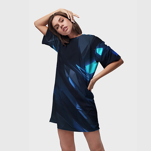 Женская длинная футболка Синяя безгранность / 3D-принт – фото 3