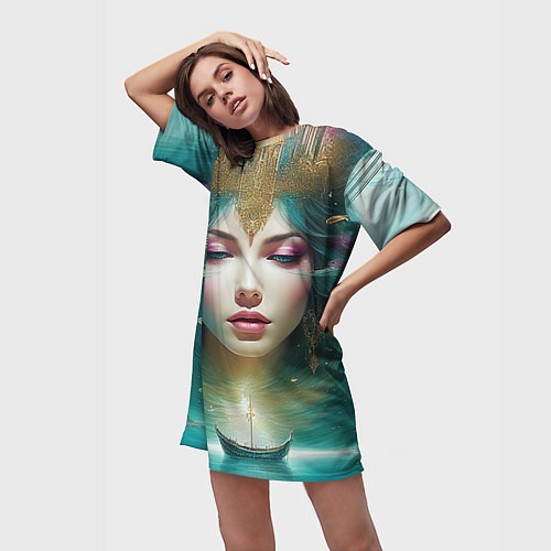 Женская длинная футболка Королева моря / 3D-принт – фото 3