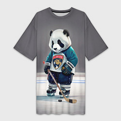 Футболка женская длинная Panda striker of the Florida Panthers, цвет: 3D-принт