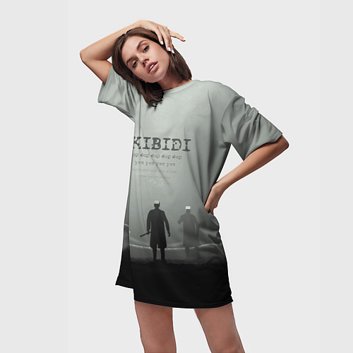 Женская длинная футболка Skibisi toilet Camera men / 3D-принт – фото 3