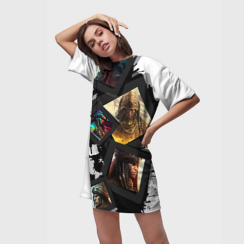 Женская длинная футболка Вождь Апачи / 3D-принт – фото 3