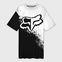 Женская длинная футболка Fox motocross - черно-белые пятна