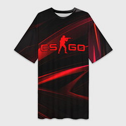 Футболка женская длинная CSGO red black logo, цвет: 3D-принт