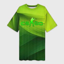 Женская длинная футболка CSGO green logo