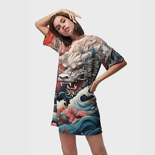 Женская длинная футболка Морской дракон Irezumi / 3D-принт – фото 3