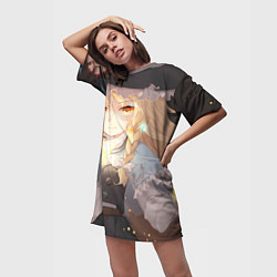 Футболка женская длинная Touhou Project Marisa Kirisame, цвет: 3D-принт — фото 2