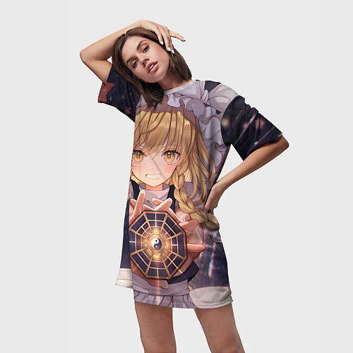 Женская длинная футболка Touhou Project Marisa Kirisame / 3D-принт – фото 3