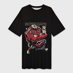 Женская длинная футболка Демон японии