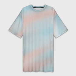 Футболка женская длинная Нежно розовые и голубые размытия, цвет: 3D-принт