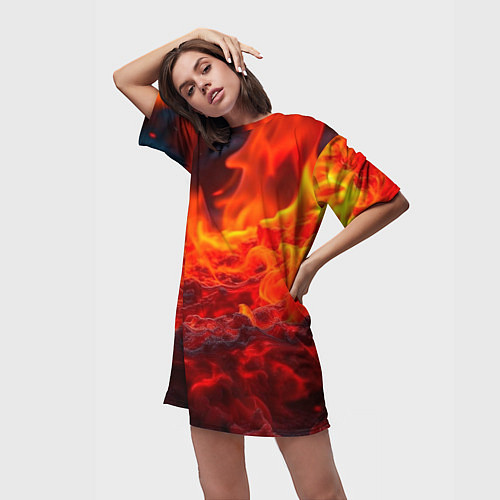 Женская длинная футболка Магма / 3D-принт – фото 3