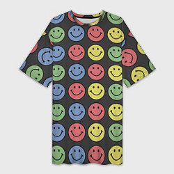 Футболка женская длинная Smiley, цвет: 3D-принт