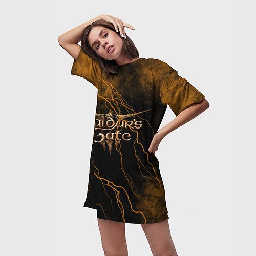 Женская длинная футболка Врата Балдура молния / 3D-принт – фото 3
