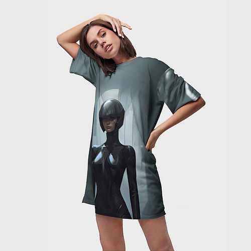 Женская длинная футболка Иномирянка / 3D-принт – фото 3
