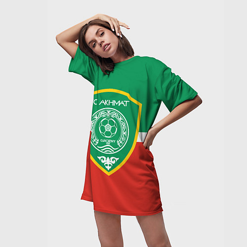 Женская длинная футболка ФК Ахмат - Чеченская Республика / 3D-принт – фото 3