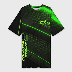 Футболка женская длинная CS2 green neon, цвет: 3D-принт