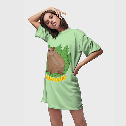 Женская длинная футболка Хэппибара счастлива / 3D-принт – фото 3