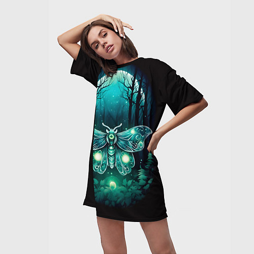 Женская длинная футболка Призрачный мотылек / 3D-принт – фото 3