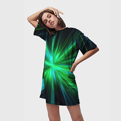 Женская длинная футболка Green light / 3D-принт – фото 3