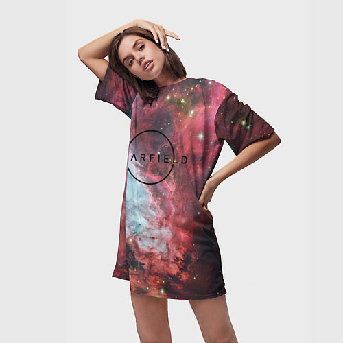 Женская длинная футболка Starfield лого космос / 3D-принт – фото 3