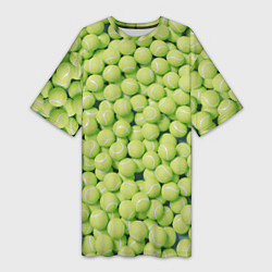 Футболка женская длинная Узор из теннисных мячей, цвет: 3D-принт