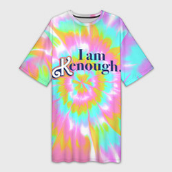 Футболка женская длинная I am Kenough - retro tie-dye, цвет: 3D-принт