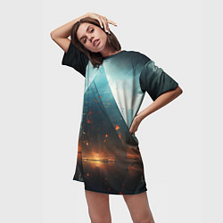 Футболка женская длинная Кибергород, цвет: 3D-принт — фото 2