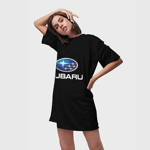 Женская длинная футболка Subaru sport auto car / 3D-принт – фото 3