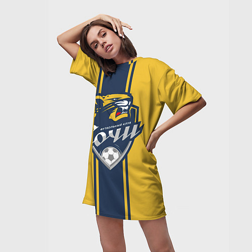 Женская длинная футболка FC Sochi - Сочи / 3D-принт – фото 3