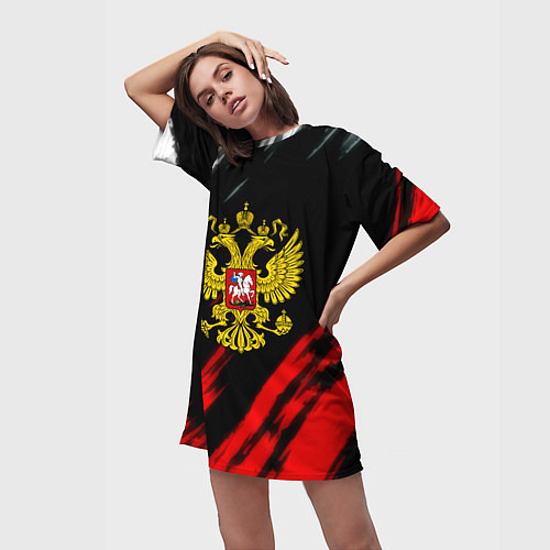 Женская длинная футболка Russia stripes / 3D-принт – фото 3