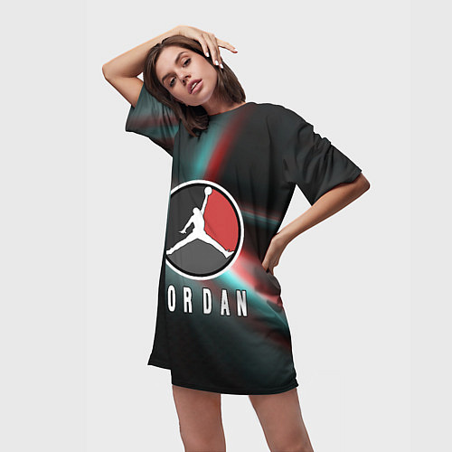 Женская длинная футболка Nba jordan sport / 3D-принт – фото 3