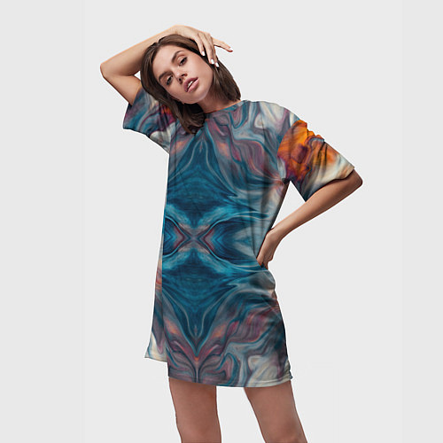 Женская длинная футболка Абстрактные краски / 3D-принт – фото 3