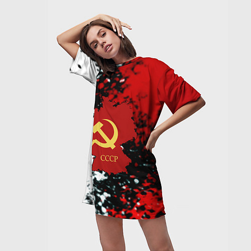 Женская длинная футболка Назад в СССР / 3D-принт – фото 3
