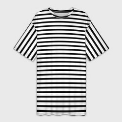 Женская длинная футболка Белый в чёрную полоску