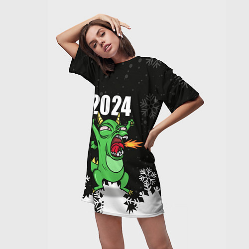 Женская длинная футболка Очередной Новый год / 3D-принт – фото 3