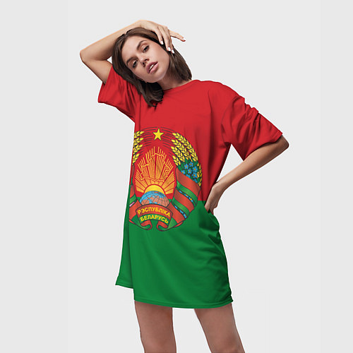 Женская длинная футболка Республика Беларусь / 3D-принт – фото 3
