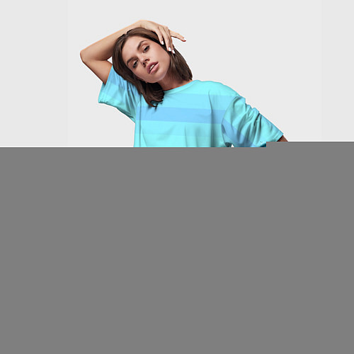 Женская длинная футболка Ровные полосы небесный / 3D-принт – фото 3