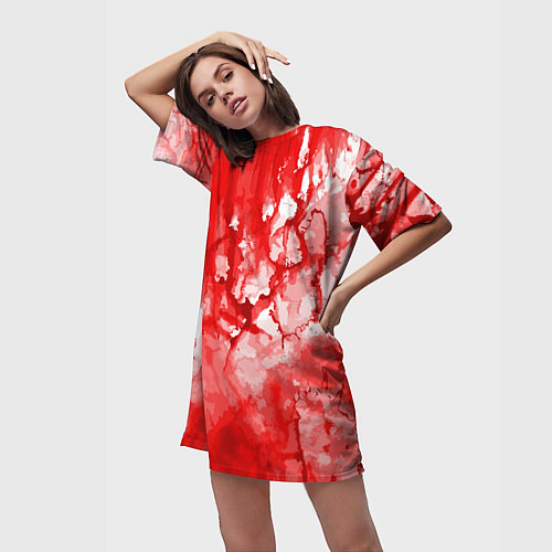 Женская длинная футболка Кровь на белом / 3D-принт – фото 3